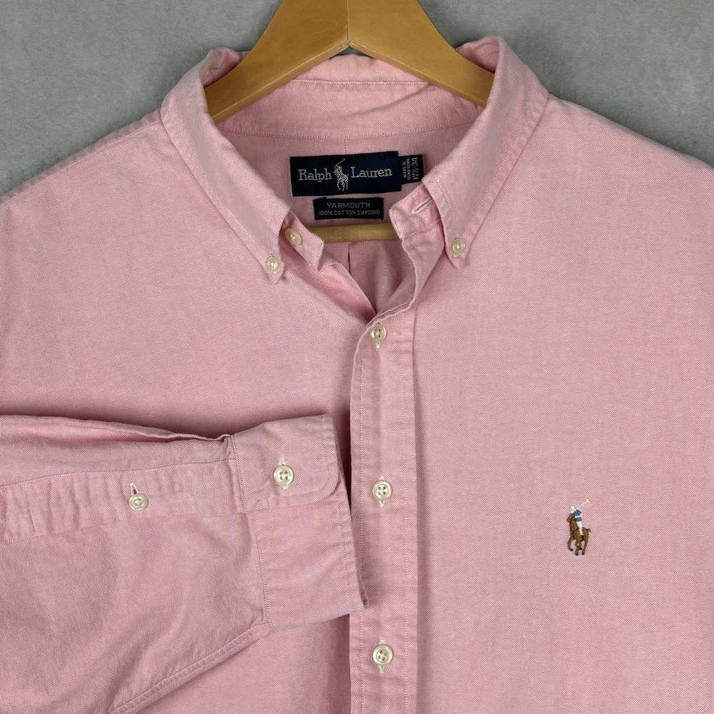 Polo Ralph Lauren Oxford Shirt Mens XL Pink Flesh Pony Long Sleeve OCBD Yarmouth - Picture 1 of 10